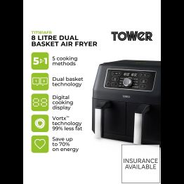 Tower 8 Litre Vortx Air Fryer Due Basket T17181AFT alternative
