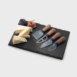 Brooklyn Walnut Four Piece Cheese Knife &amp; Slate Cheese Board Set alternative