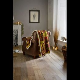 Deyongs Fleece Throw Winter Leaves Rust with Sherpa Reverse 130x 170cm alternative