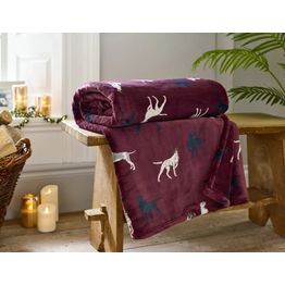 Deyongs Hounds Burgundy Fleece Throw 140x180cm