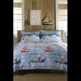 Lobster Creek Coastal Fishing Village Bedding Set