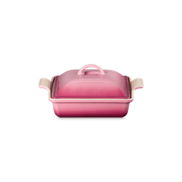 Le Creuset Stoneware Heritage Square Rose Quartz Dish with Lid 23cm