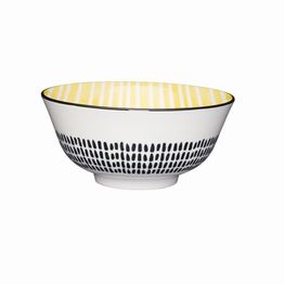 KitchenCraft Yellow Strips Moroccan Style Ceramic Bowl