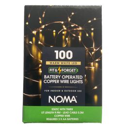 Noma Copper Wire Light Chain 100 LED 6817128 Battery Powered alternative