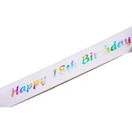 Ribbon Happy Birthday 18th 20mm alternative