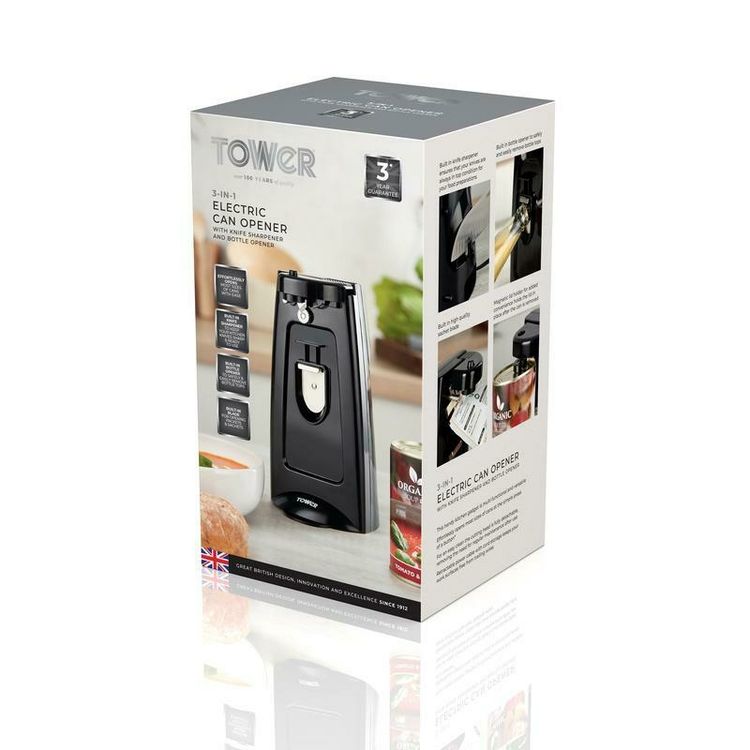 Tower 3in1 Electric Can Opener with Knife Sharpener & Bottle Opener ...