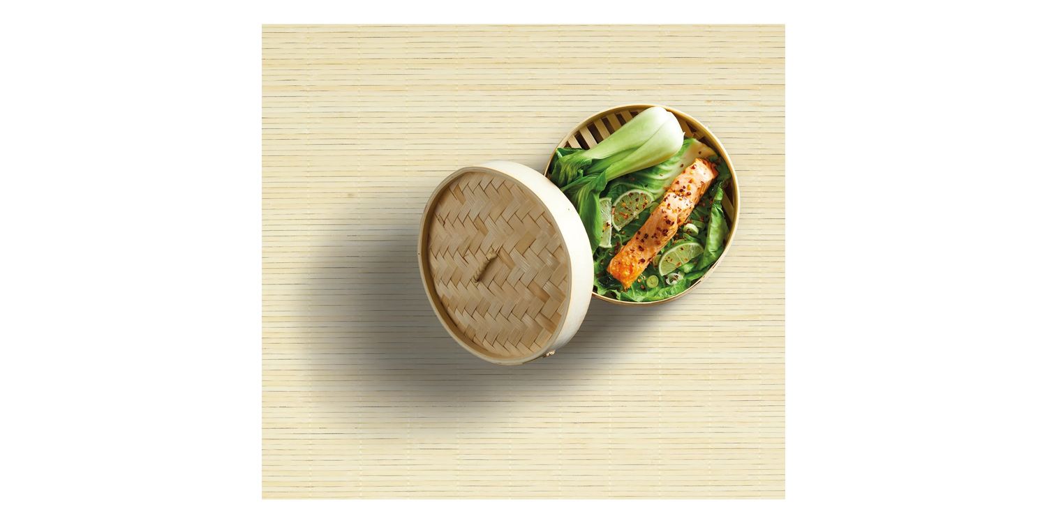 Cuiseur vapeur bambou 20 cm 2 étages bois naturel