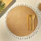 Creative Tops Naturals Pack Of 4 Hessian and Pom Pom Edge Tablemats or Coasters additional 1