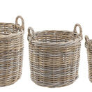 Grey Rattan Round Log Baskets additional 1