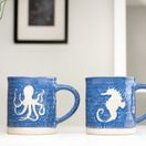 Siip Wax Resist Stoneware Blue Seahorse Mug 400ml additional 3