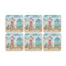 Pimpernel Set of 6 Beach Huts Tablemats or Coasters additional 8