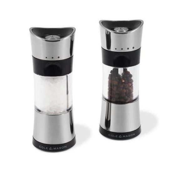 Cole &amp; Mason Horsham Chrome &amp; Black Inverta Select Salt &amp; Pepper Mill Set