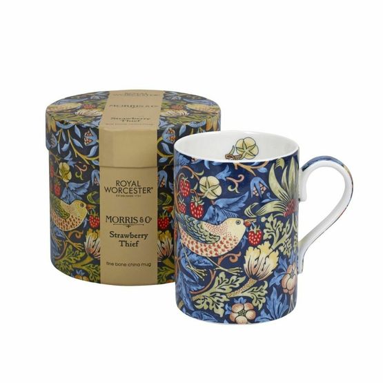 Morris &amp; Co Strawberry Thief Indigo Fine Bone China Mug