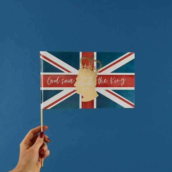 King Charles III Paper Waving Flags Pack of 6