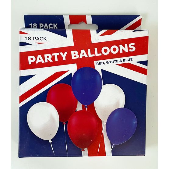 Party Balloons Red, White and Blue Pk18