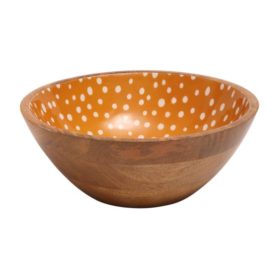Dexam Sintra Spotted Mango Wood Salad Bowl 27cm Ochre