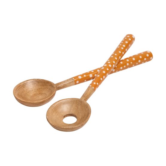 Dexam Sintra Spotted Mango Wood Salads Servers Ochre