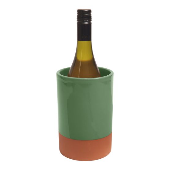 Dexam Sintra Glazed Terracotta Wine Cooler Green