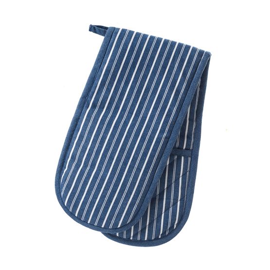Stow Green Smithfield Butchers Stripe Navy Double Oven Glove