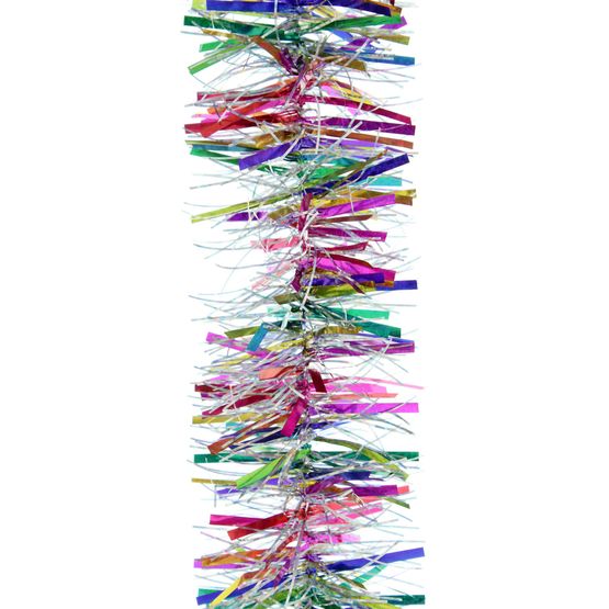 Festive Multicolour Holographic Silver Tinsel 2mtr length
