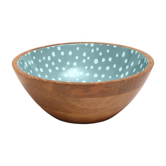 Dexam Sintra Spotted Mango Wood Salad Bowl 27cm Duck Egg