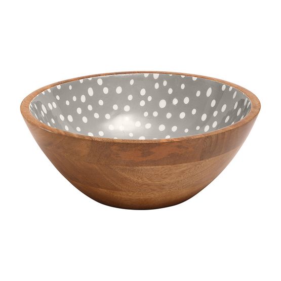 Dexam Sintra Spotted Mango Wood Salad Bowl 27cm Stone