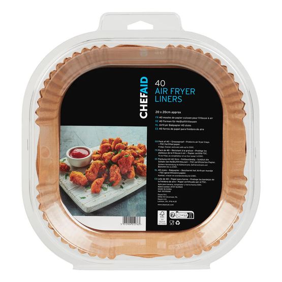 Chef Aid Square Air Fryer Liners 20cm Pack of 40