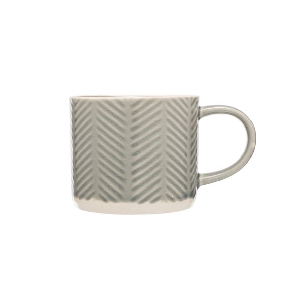 Siip Embossed Chevron Grey Stoneware Mug 300ml