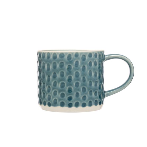 Siip Embossed Circle Green Stoneware Mug 300ml