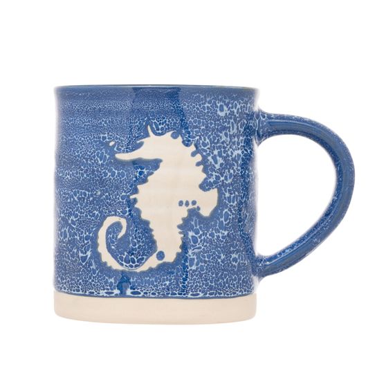 Siip Wax Resist Stoneware Blue Seahorse Mug 400ml