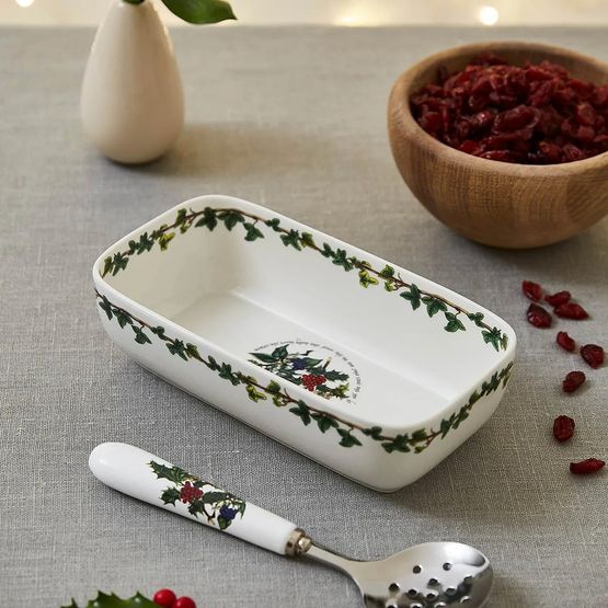 Portmeirion The Holly and The Ivy Cranberry Dish &amp; Spoon