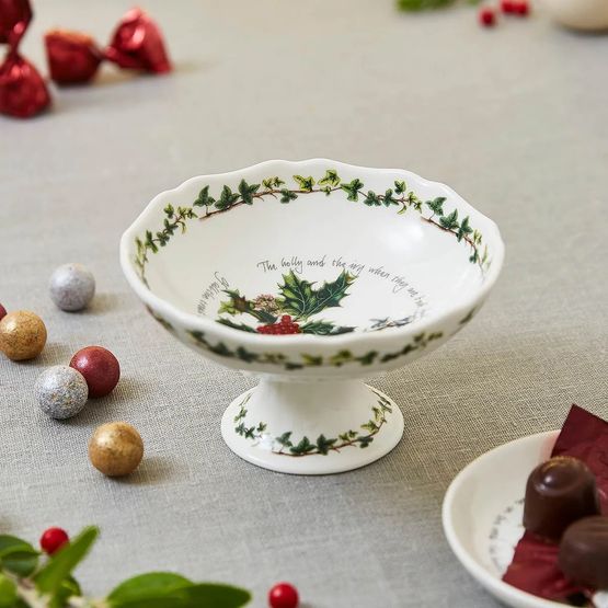 Portmeirion The Holly and The Ivy Scalloped Footed Dish 14cm