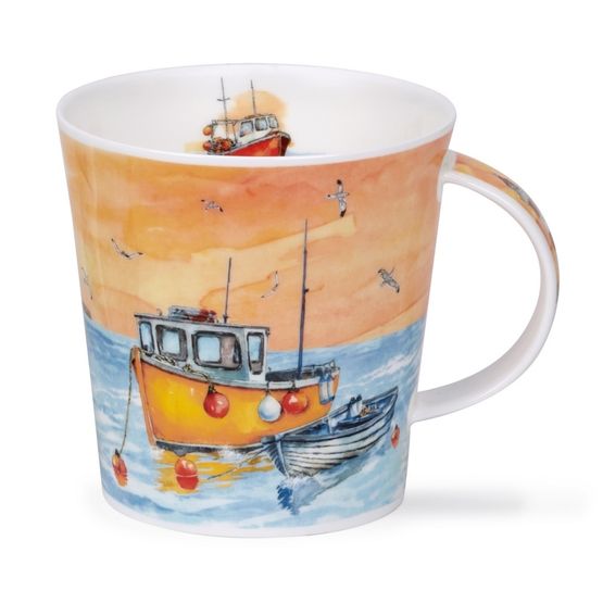 Dunoon Cairngorm Fishing Boats Yellow Fine Bone China Mug