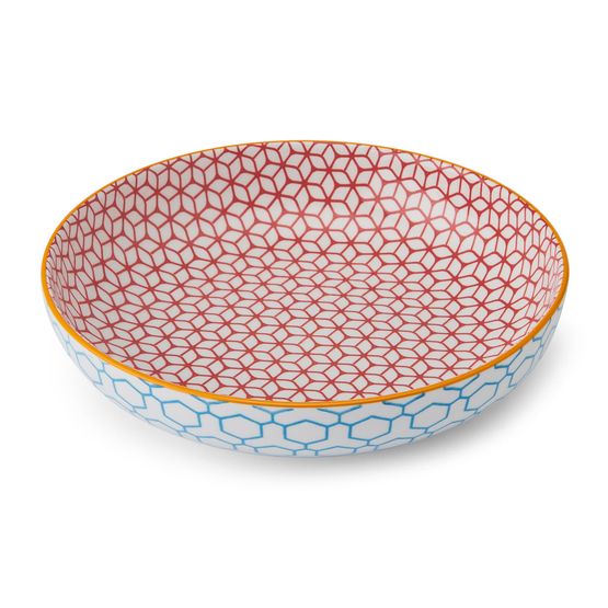 Mikasa Ceramic Pasta Bowl 21cm Blue Geometric