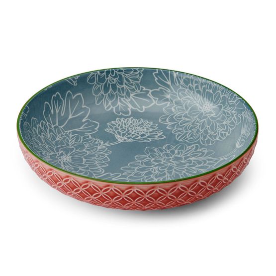 Mikasa Ceramic Pasta Bowl 21cm Leaf Print &amp; Geometric