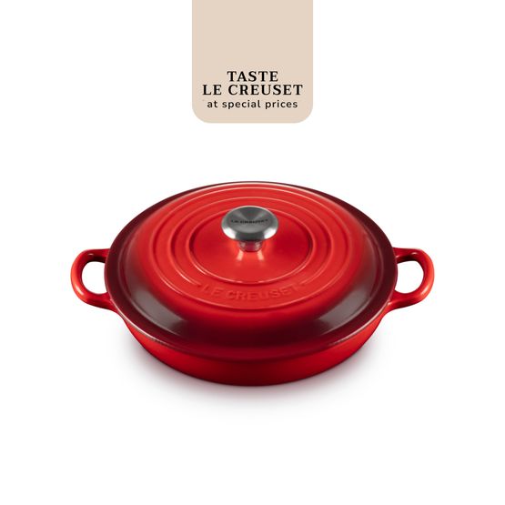 Le Creuset Cerise Signature Cast Iron Shallow Casserole Dish 22cm