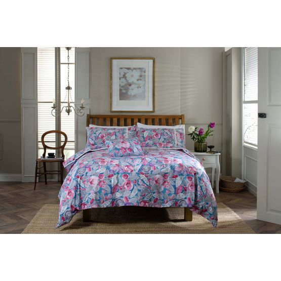 The Lyndon Company Misty Blue Soft Cotton Duvet Set with Cushion Cover