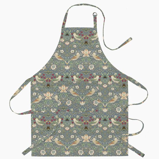 William Morris Strawberry Thief Fabric Apron Blue