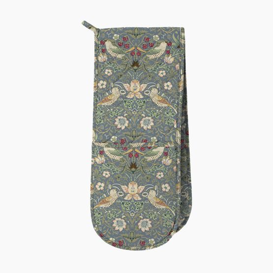 William Morris Strawberry Thief Double Oven Glove Blue