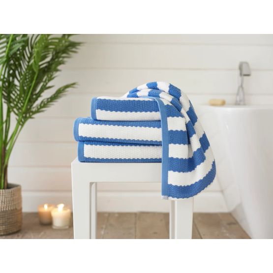 The Lyndon Company Boston Stripe Cotton Towels Royal Blue