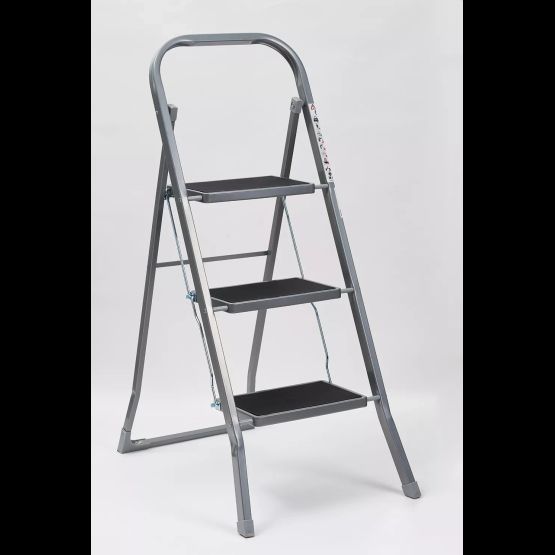 OurHouse 3 Rubber Tread Steel Step Ladder SR20056