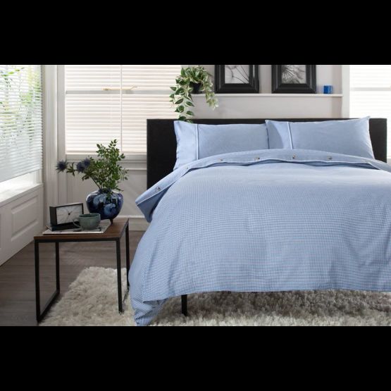 The Lyndon Company Gingham Bedlinen Duvet Cover Set Blue Gingham
