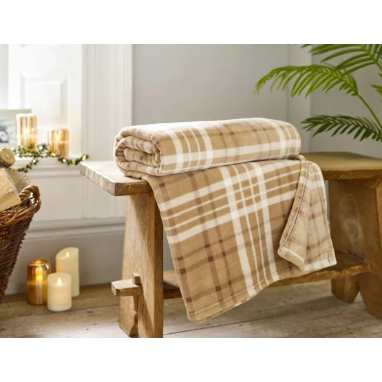 Throw Snuggle Check Umber 140x180cm