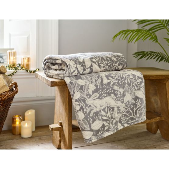 Deyongs Winter Forest Microfibre Printed Throw Dark Grey 140x180cm