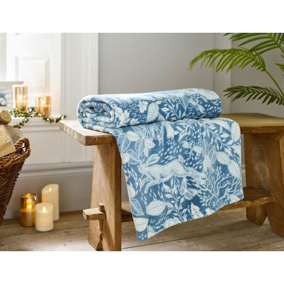 Deyongs Winter Forest Microfibre Printed Throw Ocean 140x180cm