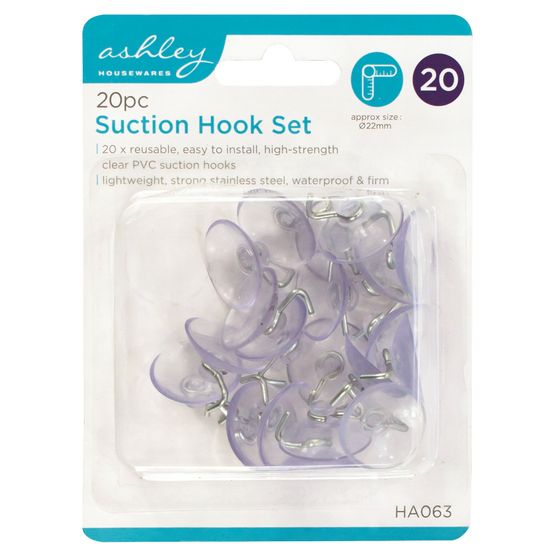 Ashley Housewares Suction Hook Set 20pc BB-HA063