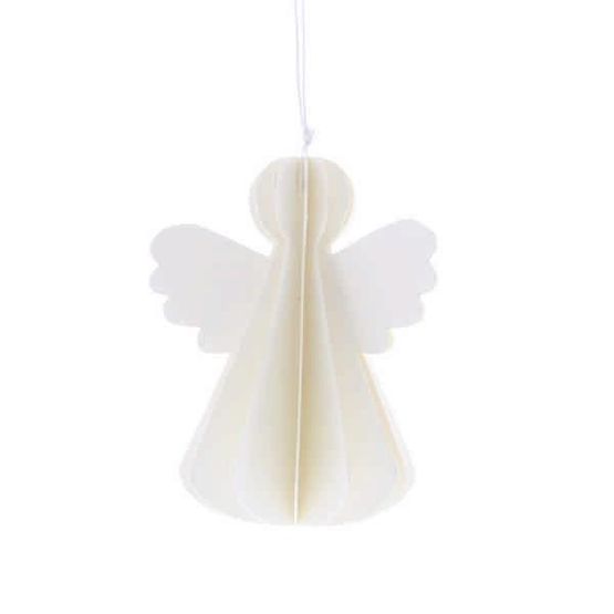 Festive Hanging white foldable paper angel 12cm P049195