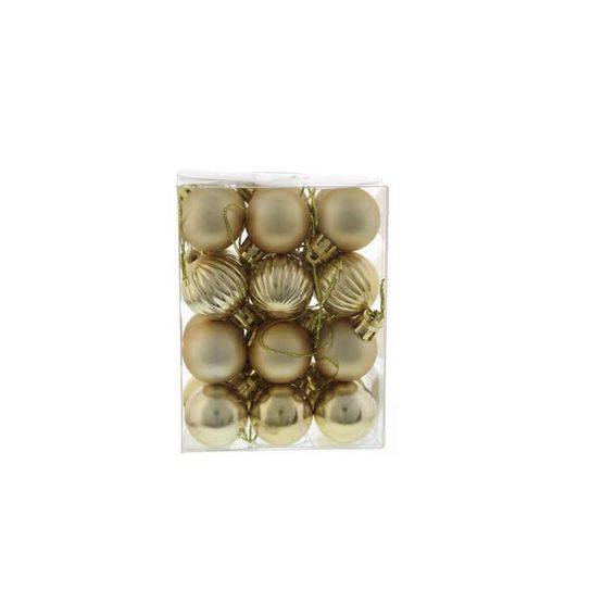 Festive Pack of 24 3cm Mixed Baubles Champagne Gold P054443