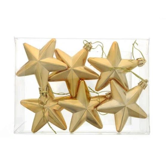 Festive Pack of 6 Gold Stars 7.5cm P054464