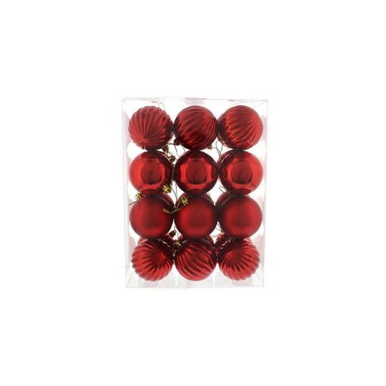 Festive Bauble Box 70mm Red 24piece P054358